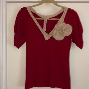 Beautiful cashmere puffed detailed short sleeves